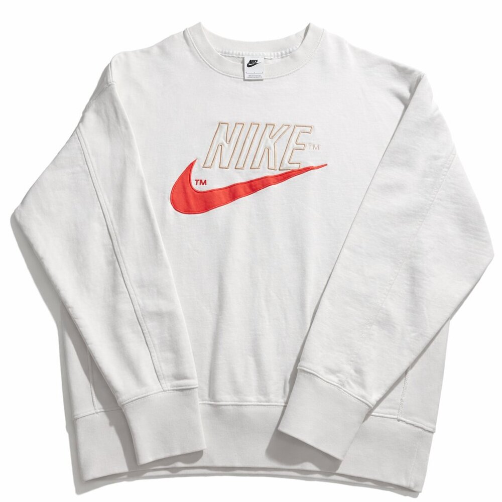 Nike Embroidered Crewneck Sweatshirt White Large Red Swoosh